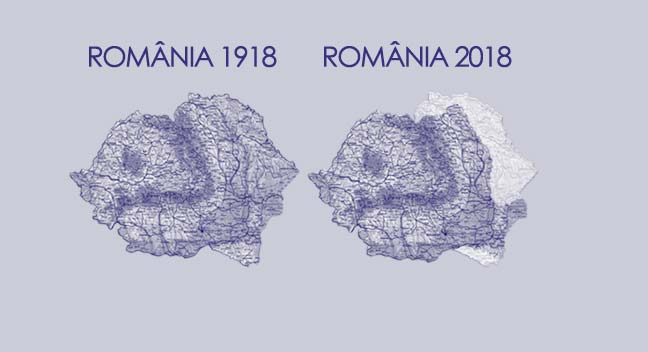 Harta României 1918 vs harta României 2018